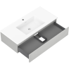 Mexen Rivel meuble de salle de bain 100 cm avec lavabo Otis, 1 tiroir, cannelé, gris mat/blanc mat - 91A20-10023-1-BF62-W18M01