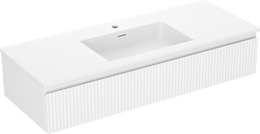 Mexen Rivel meuble de salle de bains 120 cm avec lavabo Otis, 1 tiroir, rainuré, blanc mat - 91A20-12023-1-BF01-W18M01