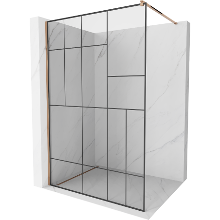 Mexen Kioto paroi de douche Walk-in 110 x 200 cm, motif noir 8 mm, or rose - 800-110-101-60-78