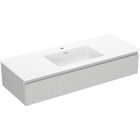 Mexen Rivel armoire de salle de bains 120 cm avec lavabo Otis, 1 tiroir, rainuré, gris mat/blanc mat