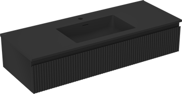 Mexen Rivel meuble de salle de bain 120 cm avec lavabo Otis, 1 tiroir, rainuré, noir mat - 91A20-12023-1-BF71-W18M71