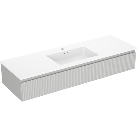 Mexen Rivel meuble de salle de bain 140 cm avec lavabo Otis, 1 tiroir, rainuré, gris mat/blanc mat - 91A20-14023-1-BF62-W18M01
