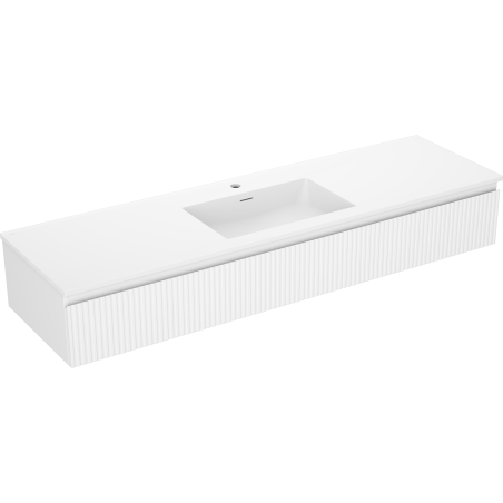 Mexen Rivel meuble de salle de bain 160 cm avec lavabo Otis, 1 tiroir, rainuré, blanc mat - 91A20-16023-1-BF01-W18M01