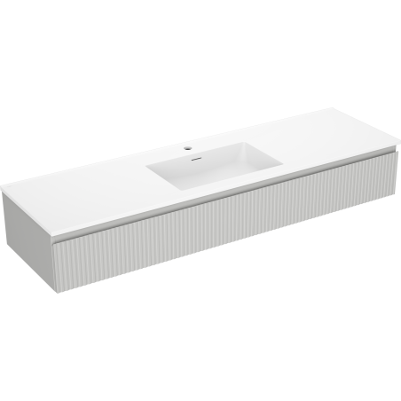 Mexen Rivel meuble de salle de bain 160 cm avec lavabo Otis, 1 tiroir, rainuré, gris mat/blanc mat - 91A20-16023-1-BF62-W18M01
