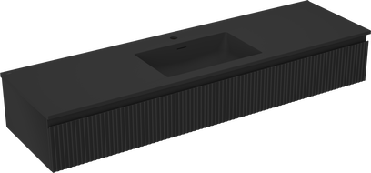 Mexen Rivel armoire de salle de bain 160 cm avec lavabo Otis, 1 tiroir, nervurée, noir mat - 91A20-16023-1-BF71-W18M71