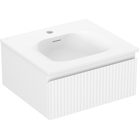 Mexen Rivel meuble de salle de bain 50 cm avec lavabo Vela, 1 tiroir, rainuré, blanc mat - 91A20-05023-1-BF01-W23M01