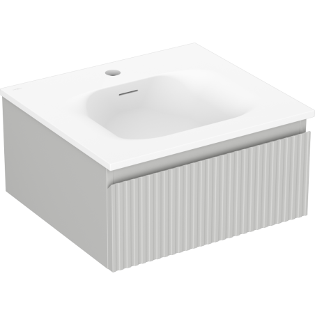 Mexen Rivel armoire de salle de bains 50 cm avec lavabo Vela, 1 tiroir, rainurée, gris mat/blanc mat