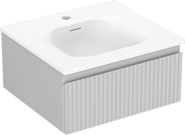 Mexen Rivel armoire de salle de bains 50 cm avec lavabo Vela, 1 tiroir, rainurée, gris mat/blanc mat