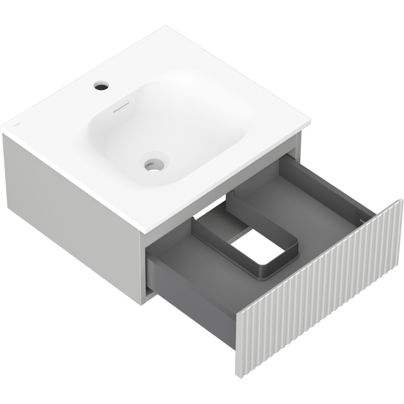 Mexen Rivel meuble de salle de bains 50 cm avec lavabo Vela, 1 tiroir, rainuré, gris mat/blanc mat - 91A20-05023-1-BF62-W23M01