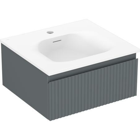 Mexen Rivel meuble de salle de bain 50 cm avec lavabo Vela, 1 tiroir, cannelé, graphite mat/blanc mat