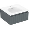 Mexen Rivel meuble de salle de bain 50 cm avec lavabo Vela, 1 tiroir, cannelé, graphite mat/blanc mat