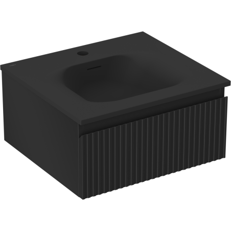 Mexen Rivel meuble de salle de bain 50 cm avec lavabo Vela, 1 tiroir, rainure, noir mat - 91A20-05023-1-BF71-W23M71