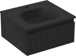 Mexen Rivel meuble de salle de bain 50 cm avec lavabo Vela, 1 tiroir, rainure, noir mat - 91A20-05023-1-BF71-W23M71