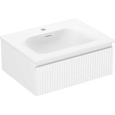 Mexen Rivel armoire de salle de bain 60 cm avec lavabo Vela, 1 tiroir, rainuré, blanc mat - 91A20-06023-1-BF01-W23M01