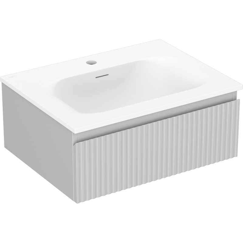 Mexen Rivel armoire de salle de bains 60 cm avec lavabo Vela, 1 tiroir, rainuré, gris mat/blanc mat - 91A20-06023-1-BF62-W23M01