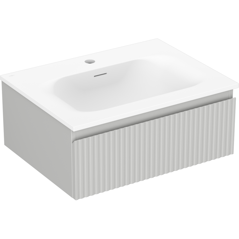 Mexen Rivel meuble de salle de bain 60 cm avec lavabo Vela, 1 tiroir, rainuré, gris mat/blanc mat - 91A20-06023-1-BF62-W23M01