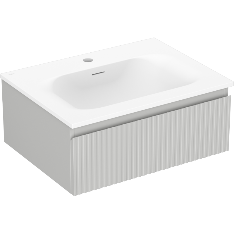 Mexen Rivel meuble de salle de bains 60 cm avec lavabo Vela, 1 tiroir, rainuré, gris mat/blanc mat - 91A20-06023-1-BF62-W23M01