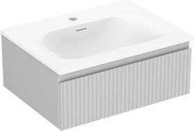 Mexen Rivel meuble de salle de bains 60 cm avec lavabo Vela, 1 tiroir, rainuré, gris mat/blanc mat - 91A20-06023-1-BF62-W23M01