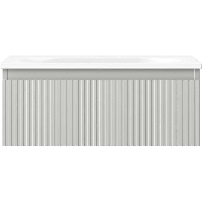 Mexen Rivel armoire de salle de bains 60 cm avec lavabo Vela, 1 tiroir, rainuré, gris mat/blanc mat - 91A20-06023-1-BF62-W23M01