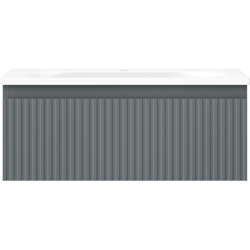 Mexen Rivel meuble de salle de bain 60 cm avec lavabo Vela, 1 tiroir, rainuré, graphite mat/blanc mat