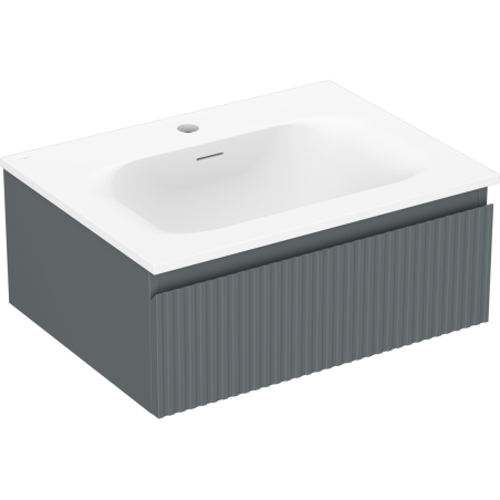 Mexen Rivel meuble de salle de bain 60 cm avec lavabo Vela, 1 tiroir, rainuré, graphite mat/blanc mat