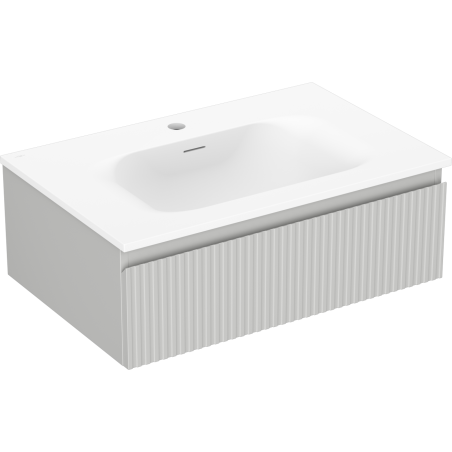 Mexen Rivel meuble de salle de bain 70 cm avec lavabo Vela, 1 tiroir, rainuré, gris mat/blanc mat - 91A20-07023-1-BF62-W23M01