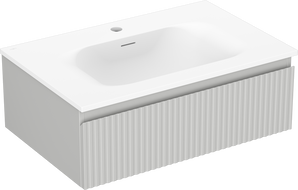 Mexen Rivel armoire de salle de bain 70 cm avec lavabo Vela, 1 tiroir, rainurée , gris mat/blanc mat