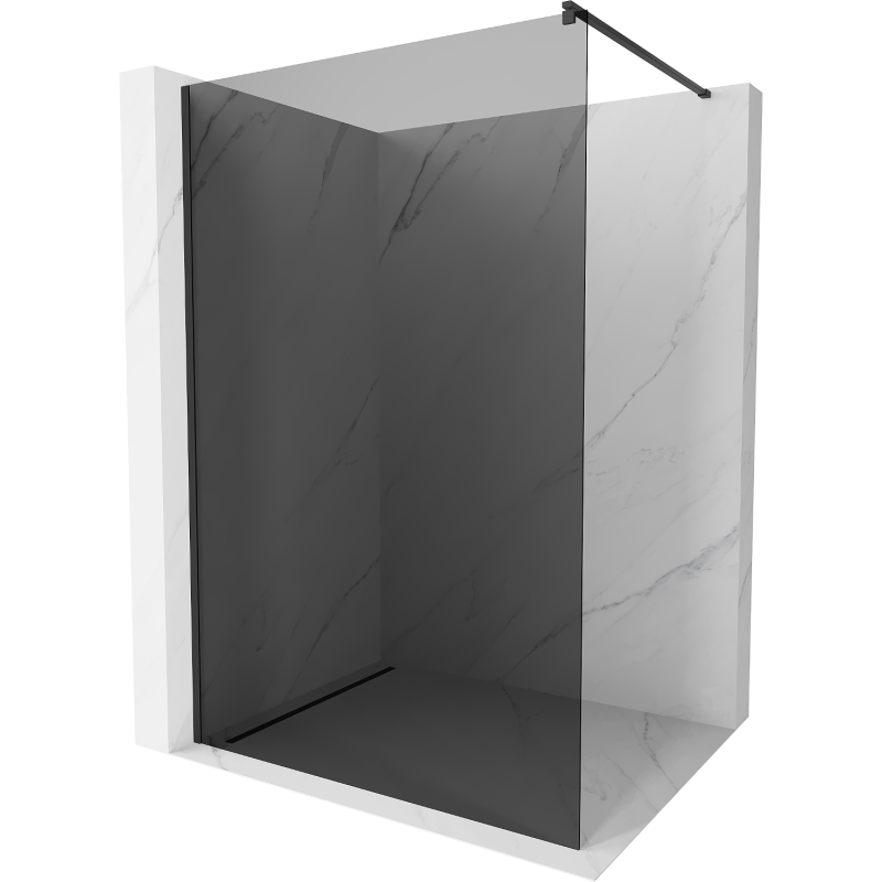 Paroi de douche Mexen Kioto Walk-in 130 x 200 cm, graphite 8 mm, noir - 800-130-101-70-40