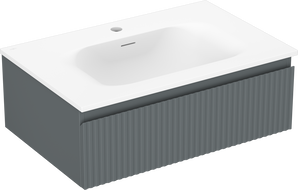 Mexen Rivel meuble de salle de bain 70 cm avec lavabo Vela, 1 tiroir, cannelé, graphite mat/blanc mat