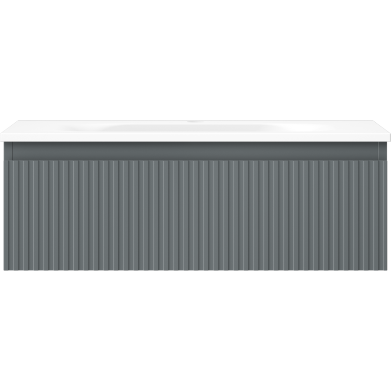 Mexen Rivel meuble de salle de bain 70 cm avec lavabo Vela, 1 tiroir, cannelé, graphite mat/blanc mat