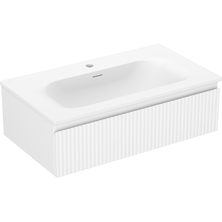 Mexen Rivel armoire de salle de bain 80 cm avec lavabo Vela, 1 tiroir, rainurée, blanc mat - 91A20-08023-1-BF01-W23M01