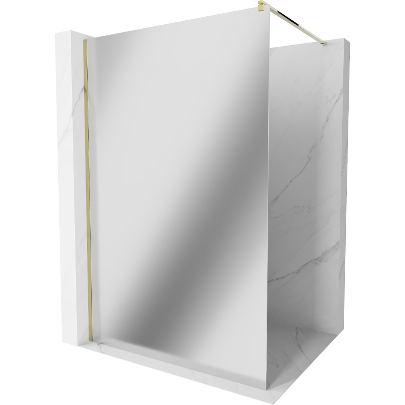 Mexen Kioto paroi de douche Walk-in 140 x 200 cm, miroir 8 mm, or - 800-140-101-50-50