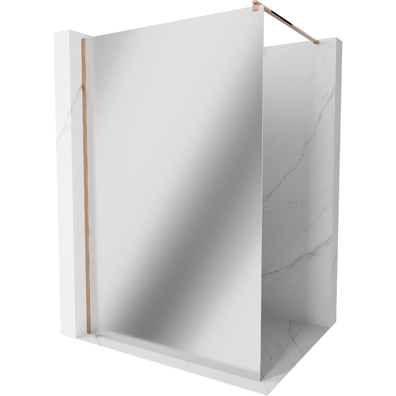 Mexen Kioto paroi de douche Walk-in 130 x 200 cm, miroir 8 mm, or rose - 800-130-101-60-50