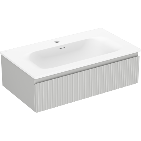 Mexen Rivel meuble de salle de bain 80 cm avec lavabo Vela, 1 tiroir, rainuré, gris mat/blanc mat - 91A20-08023-1-BF62-W23M01