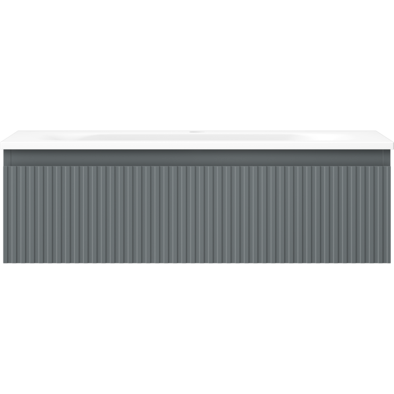 Mexen Rivel meuble de salle de bains 80 cm avec lavabo Vela, 1 tiroir, rainuré, graphite mat/blanc mat