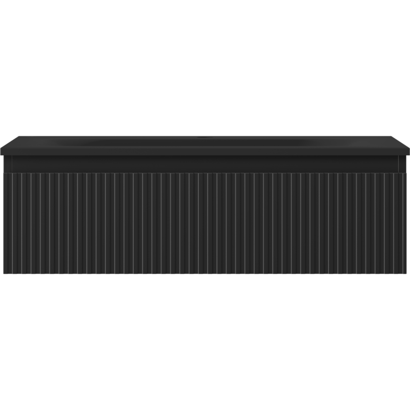 Mexen Rivel armoire de salle de bain 80 cm avec lavabo Vela, 1 tiroir, rainuré, noir mat - 91A20-08023-1-BF71-W23M71