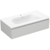 Mexen Rivel meuble de salle de bains 90 cm avec lavabo Vela, 1 tiroir, rainuré, gris mat/blanc mat - 91A20-09023-1-BF62-W23M01