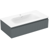 Mexen Rivel meuble de salle de bains 90 cm avec lavabo Vela, 1 tiroir, rainuré, graphite mat/blanc mat