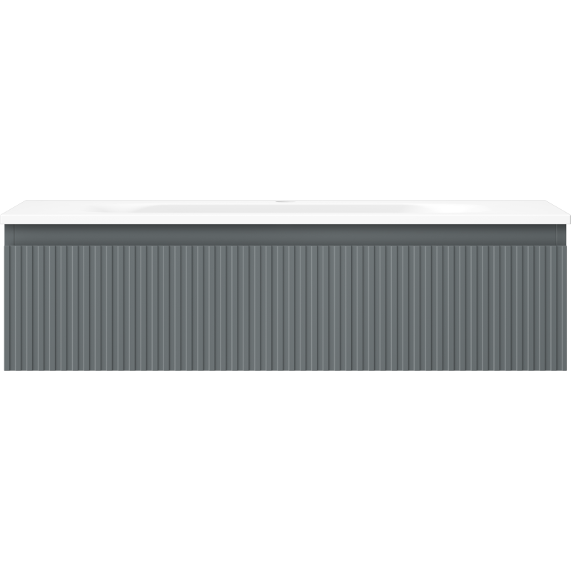 Mexen Rivel meuble de salle de bains 90 cm avec lavabo Vela, 1 tiroir, rainuré, graphite mat/blanc mat