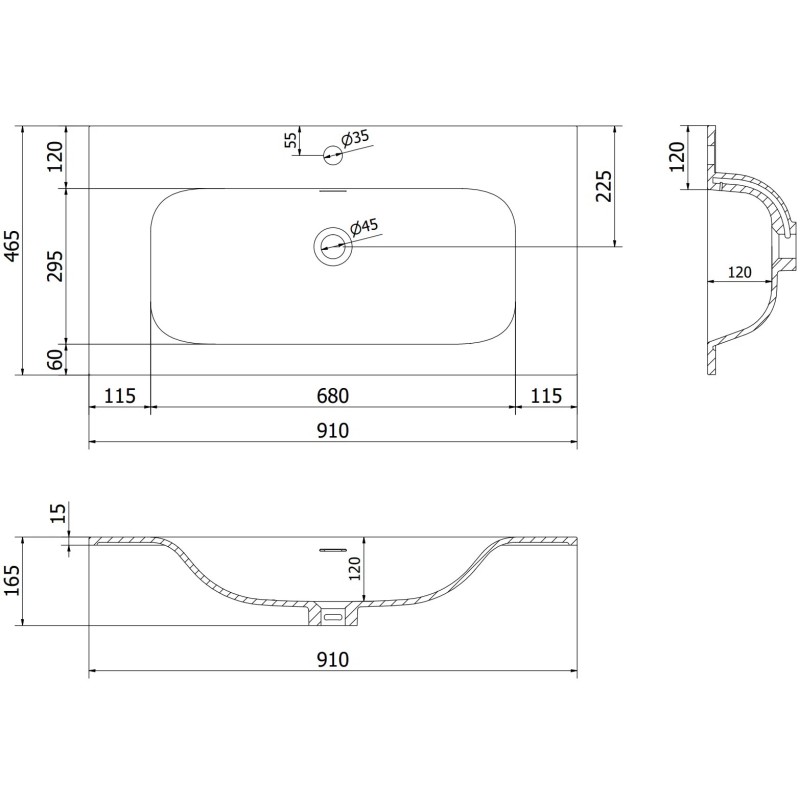Mexen Rivel meuble de salle de bains 90 cm avec lavabo Vela, 1 tiroir, rainuré, graphite mat/blanc mat