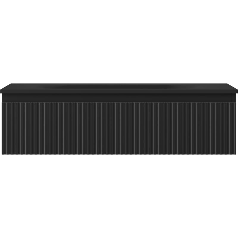 Mexen Rivel meuble de salle de bains 90 cm avec lavabo Vela, 1 tiroir, rainuré, noir mat - 91A20-09023-1-BF71-W23M71