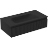 Mexen Rivel meuble de salle de bains 90 cm avec lavabo Vela, 1 tiroir, rainuré, noir mat - 91A20-09023-1-BF71-W23M71