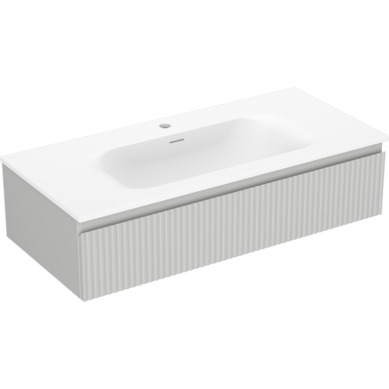 Mexen Rivel meuble de salle de bains 100 cm avec lavabo Vela, 1 tiroir, rainuré, gris mat/blanc mat - 91A20-10023-1-BF62-W23M01