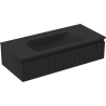 Mexen Rivel meuble de salle de bain 100 cm avec lavabo Vela, 1 tiroir, rainuré, noir mat - 91A20-10023-1-BF71-W23M71