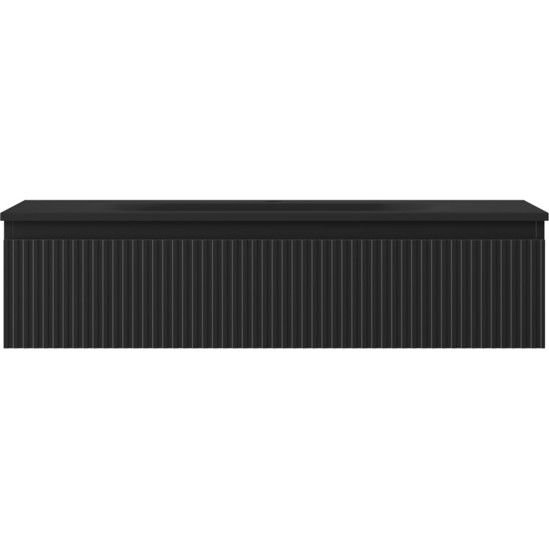 Mexen Rivel meuble de salle de bain 100 cm avec lavabo Vela, 1 tiroir, rainuré, noir mat - 91A20-10023-1-BF71-W23M71