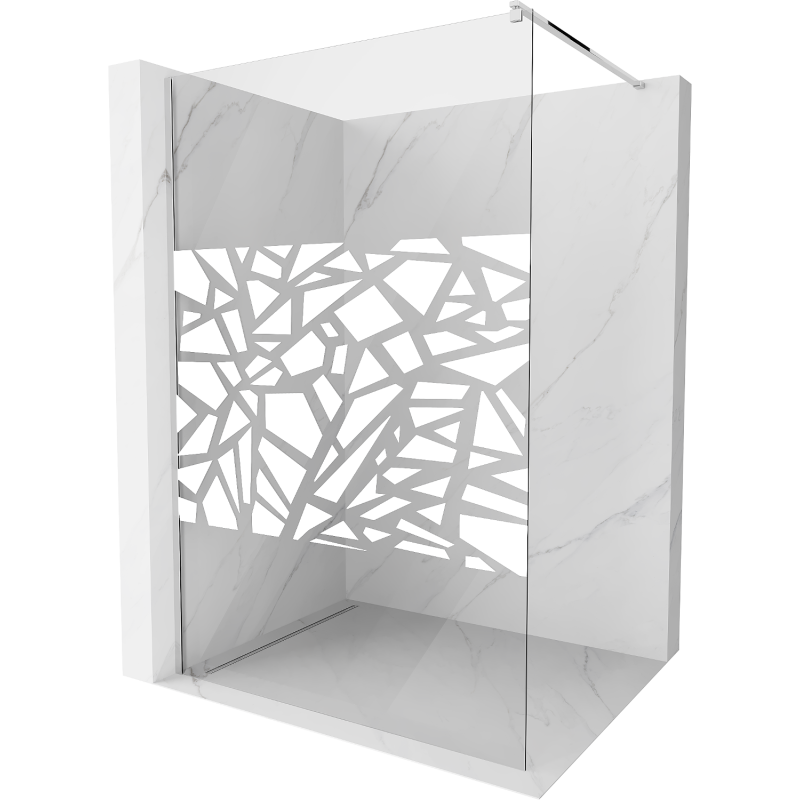 Mexen Kioto paroi de douche Walk-in 120 x 200 cm, motif blanc 8 mm, chrome - 800-120-101-01-85