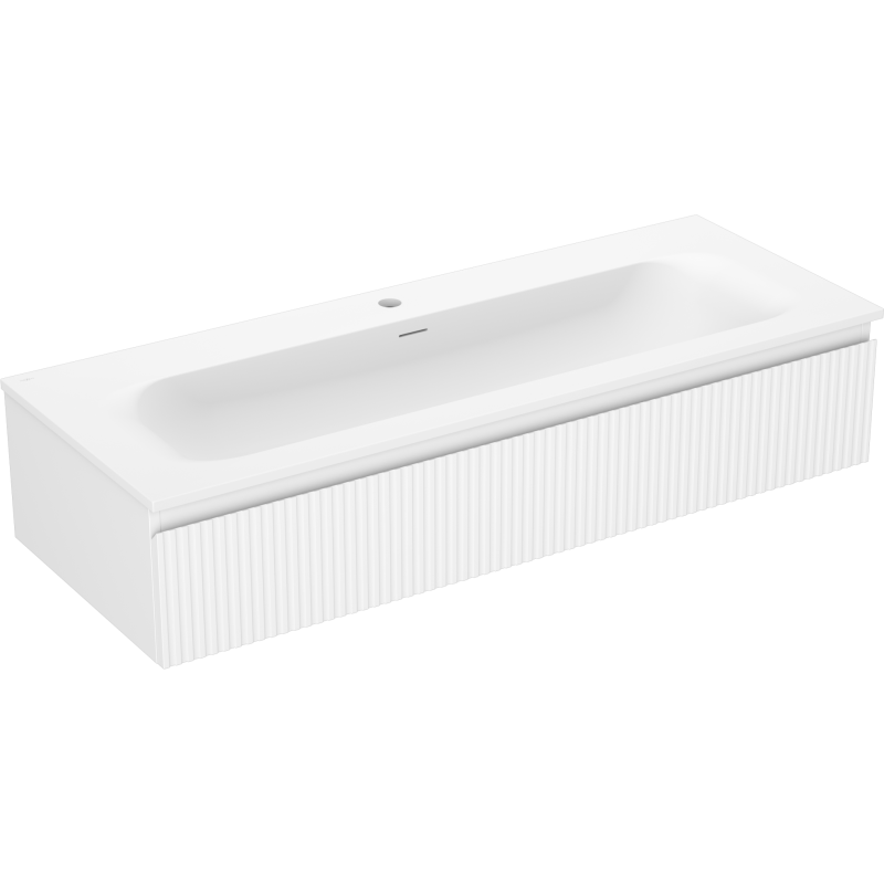Mexen Rivel armoire de salle de bain 120 cm avec lavabo Vela, 1 tiroir, rainurée, blanc mat - 91A20-12023-1-BF01-W23M01