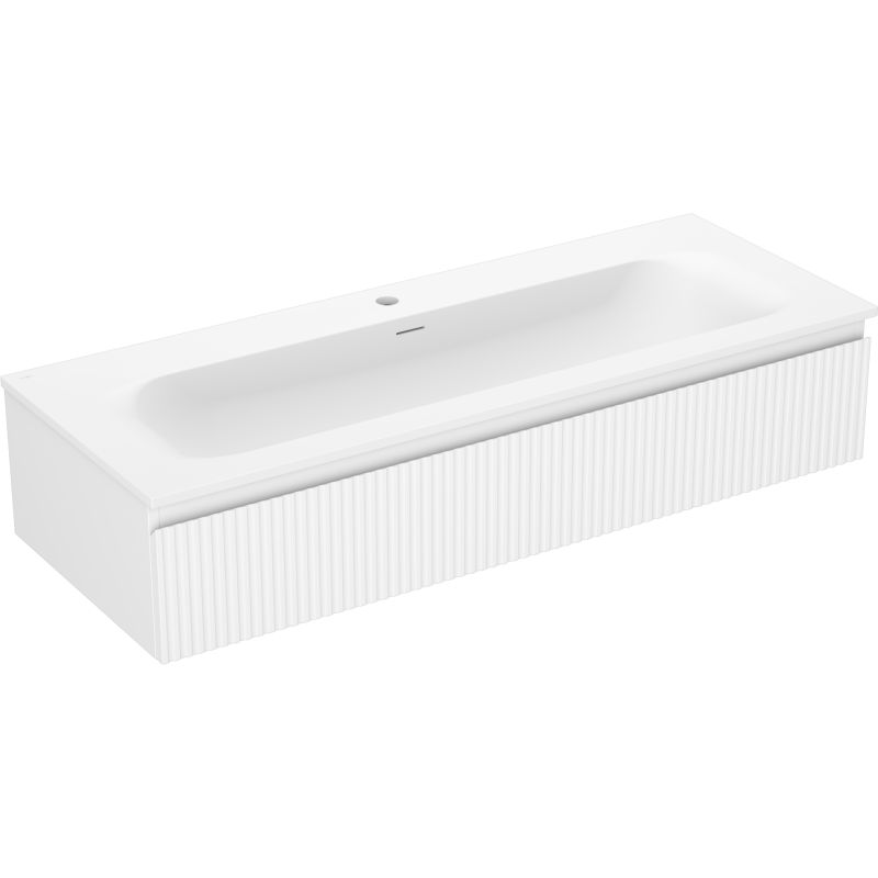 Mexen Rivel meuble de salle de bain 120 cm avec lavabo Vela, 1 tiroir, rainuré, blanc mat - 91A20-12023-1-BF01-W23M01