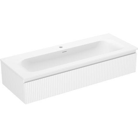 Mexen Rivel armoire de salle de bain 120 cm avec lavabo Vela, 1 tiroir, rainurée, blanc mat - 91A20-12023-1-BF01-W23M01
