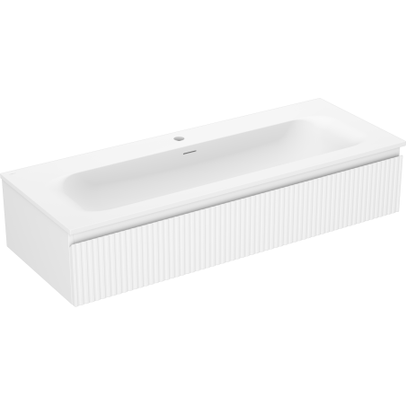 Mexen Rivel meuble de salle de bain 120 cm avec lavabo Vela, 1 tiroir, rainuré, blanc mat - 91A20-12023-1-BF01-W23M01